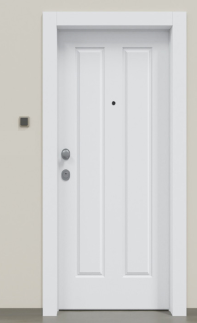 Puerta acorazada clásica lacado blanco 2BR