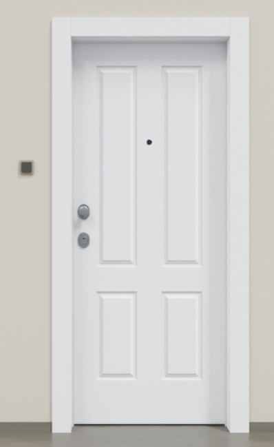 Puerta acorazada clásica lacado blanco 4BR