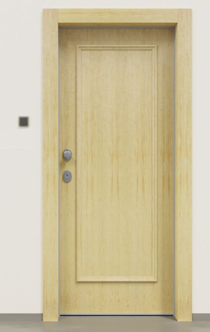 Puerta acorazada clásica en madera natural 1C
