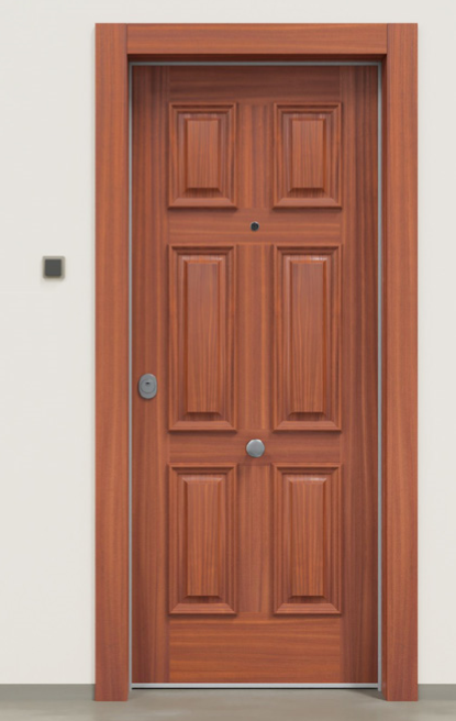 Puerta acorazada clásica en madera natural 6B TR